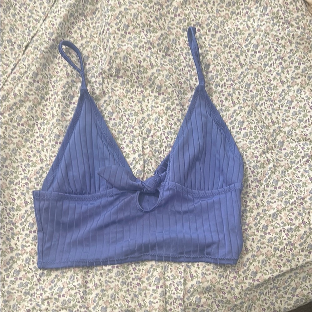 Blue Ribbed bikini top